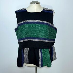 Anthropologie Corey Lynn Calter Sleeveless Top Stripe Peplum Trim XL
